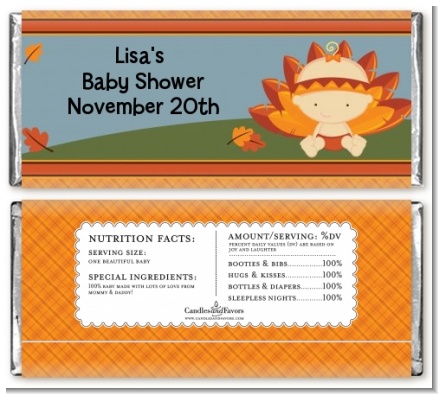 Little Turkey Girl - Personalized Baby Shower Candy Bar Wrappers