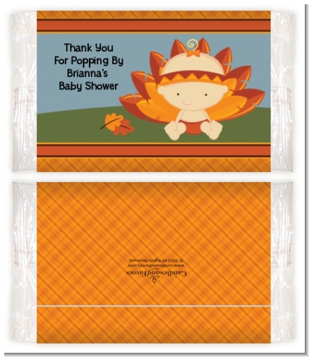 Little Turkey Girl - Personalized Popcorn Wrapper Baby Shower Favors