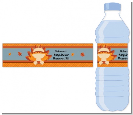 Little Turkey Girl - Personalized Baby Shower Water Bottle Labels