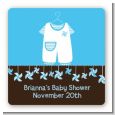 Little Boy Outfit - Square Personalized Baby Shower Sticker Labels thumbnail