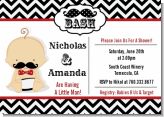 Little Man Mustache Black/Grey - Baby Shower Invitations