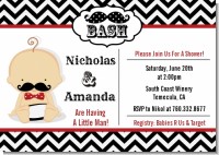 Little Man Mustache Black/Grey - Baby Shower Invitations