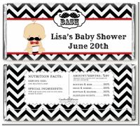 Little Man Mustache Black/Grey - Personalized Baby Shower Candy Bar Wrappers