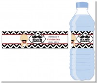 Little Man Mustache Black/Grey - Personalized Baby Shower Water Bottle Labels