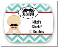 Little Man Mustache - Personalized Baby Shower Rounded Corner Stickers