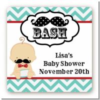 Little Man Mustache - Square Personalized Baby Shower Sticker Labels