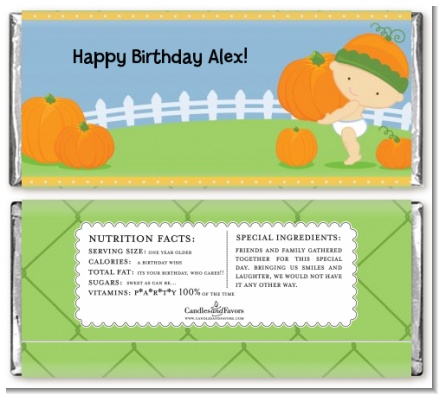 Little Pumpkin Caucasian - Personalized Birthday Party Candy Bar Wrappers