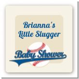 Little Slugger Baseball - Square Personalized Baby Shower Sticker Labels