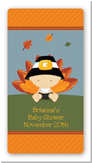 Little Turkey Boy - Custom Rectangle Baby Shower Sticker/Labels