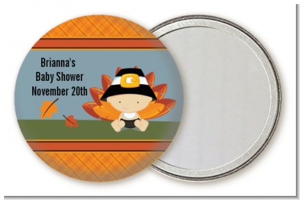 Little Turkey Boy - Personalized Baby Shower Pocket Mirror Favors