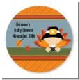 Little Turkey Boy - Round Personalized Baby Shower Sticker Labels thumbnail