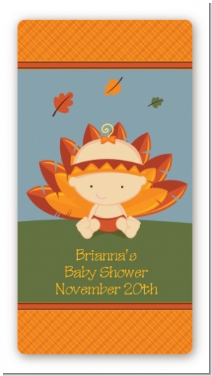 Little Turkey Girl - Custom Rectangle Baby Shower Sticker/Labels