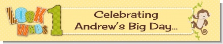 Look Who's Turning One Monkey - Personalized Birthday Party Banners