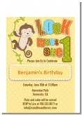 Look Who's Turning One Monkey - Birthday Party Petite Invitations