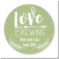 Love Brewing - Round Personalized Bridal Shower Sticker Labels