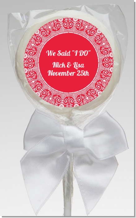Love is Blooming Red - Personalized Bridal Shower Lollipop Favors