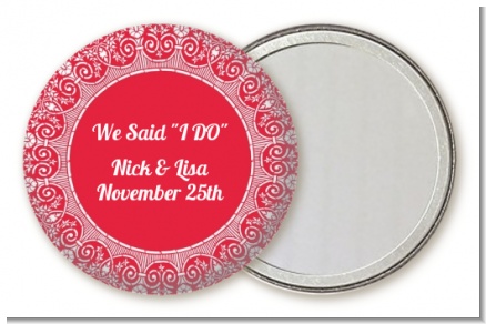 Love is Blooming Red - Personalized Bridal Shower Pocket Mirror Favors