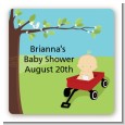 Little Red Wagon - Square Personalized Baby Shower Sticker Labels thumbnail