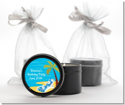 Luau - Baby Shower Black Candle Tin Favors