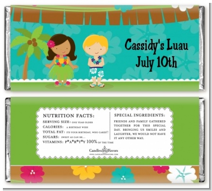 Luau Friends - Personalized Birthday Party Candy Bar Wrappers