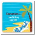 Luau - Square Personalized Birthday Party Sticker Labels thumbnail
