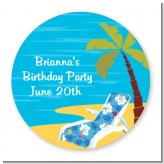 Luau - Round Personalized Birthday Party Sticker Labels