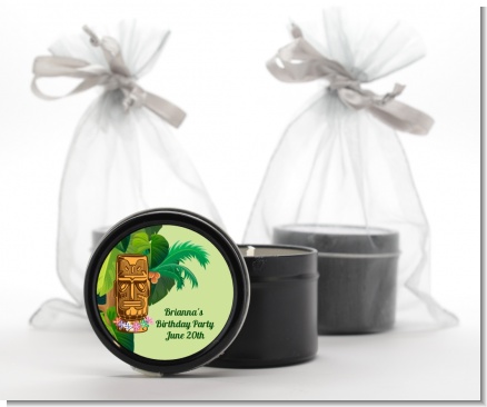 Luau Tiki - Birthday Party Black Candle Tin Favors