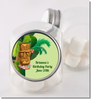 Luau Tiki - Personalized Birthday Party Candy Jar