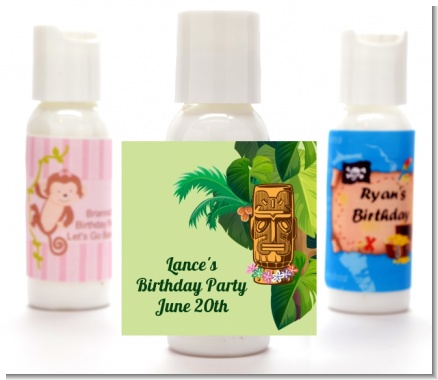Luau Tiki - Personalized Birthday Party Lotion Favors
