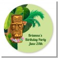 Luau Tiki - Round Personalized Birthday Party Sticker Labels thumbnail