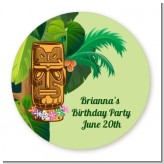 Luau Tiki - Round Personalized Birthday Party Sticker Labels