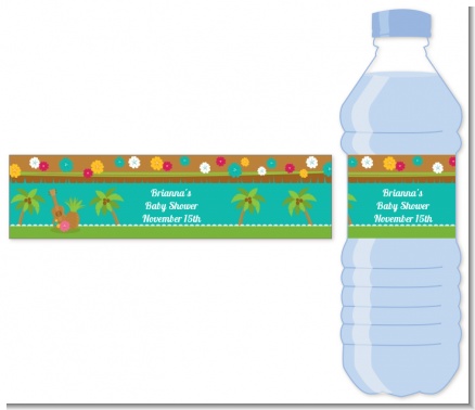 Luau - Personalized Baby Shower Water Bottle Labels