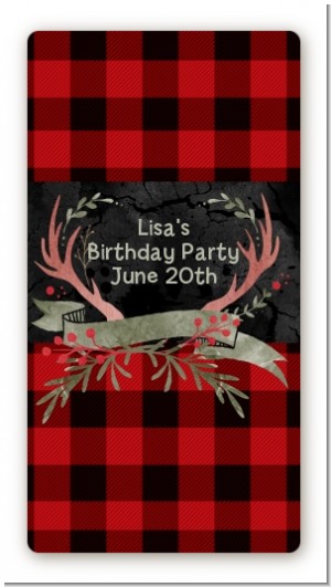 Lumberjack Buffalo Plaid - Custom Rectangle Birthday Party Sticker/Labels