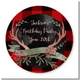 Lumberjack Buffalo Plaid - Round Personalized Birthday Party Sticker Labels Lumberjack Buffalo Plaid - Round Personalized Birthday Party Sticker Labels