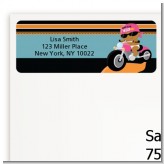 Motorcycle African American Baby Girl - Baby Shower Return Address Labels