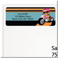 Motorcycle African American Baby Girl - Baby Shower Return Address Labels