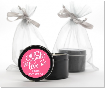 Made With Love - Birthday Party Black Candle Tin Favors