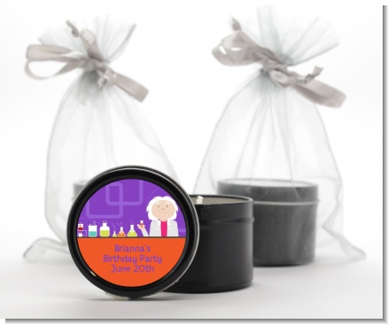 Mad Scientist - Birthday Party Black Candle Tin Favors