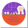 Mad Scientist - Round Personalized Birthday Party Sticker Labels thumbnail