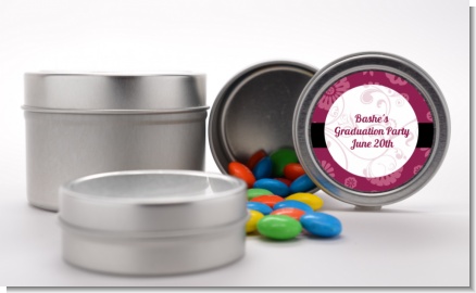 Maroon Floral - Custom Graduation Party Favor Tins