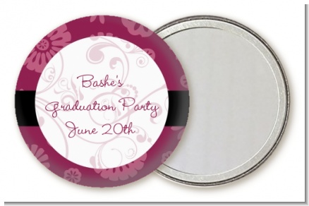 Maroon Floral - Personalized Graduation Party Pocket Mirror Favors