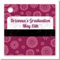 Maroon Floral - Personalized Graduation Party Card Stock Favor Tags