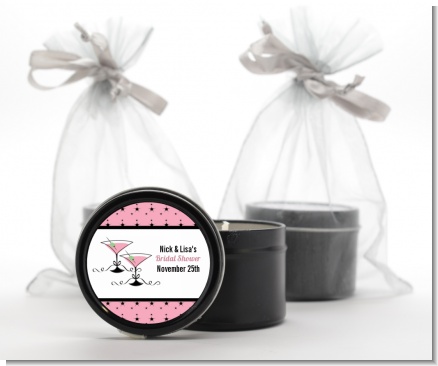 Martini Glasses - Bridal Shower Black Candle Tin Favors