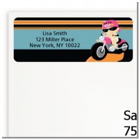Motorcycle Baby Girl - Baby Shower Return Address Labels