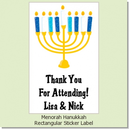 Menorah - Custom Rectangle Hanukkah Sticker/Labels