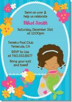 Mermaid African American - Birthday Party Invitations