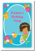 Mermaid African American - Custom Large Rectangle Birthday Party Sticker/Labels