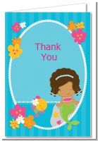 Mermaid African American - Birthday Party Thank You Cards
