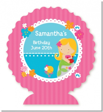 Mermaid Blonde Hair - Personalized Birthday Party Centerpiece Stand