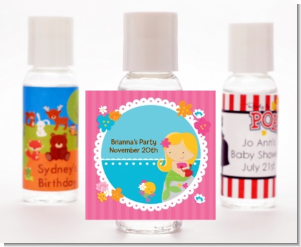 Mermaid Blonde Hair - Personalized Birthday Party Hand Sanitizers Favors